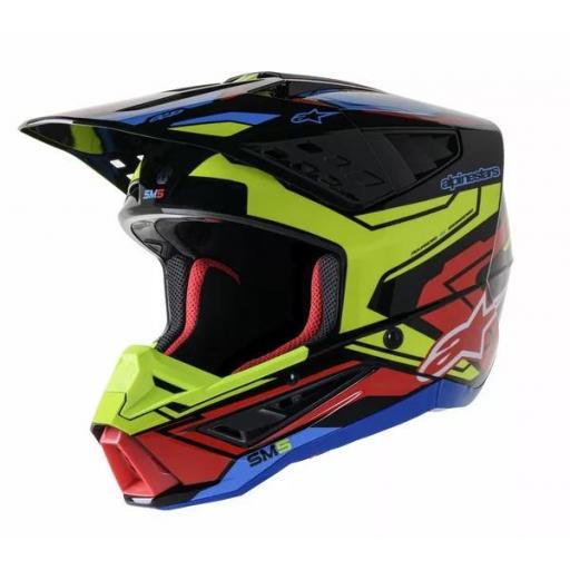 Casco Alpinestars Supertech M5 Action 2 negro amarillo y rojo