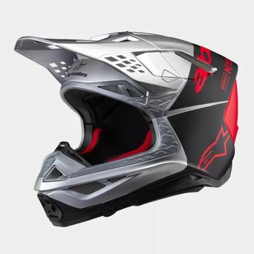 Casco Alpinestars SM10 Flood Naranja negro y plata