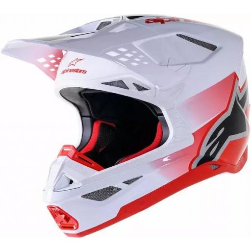 Casco Alpinestars SM10 Unite blanco y rojo