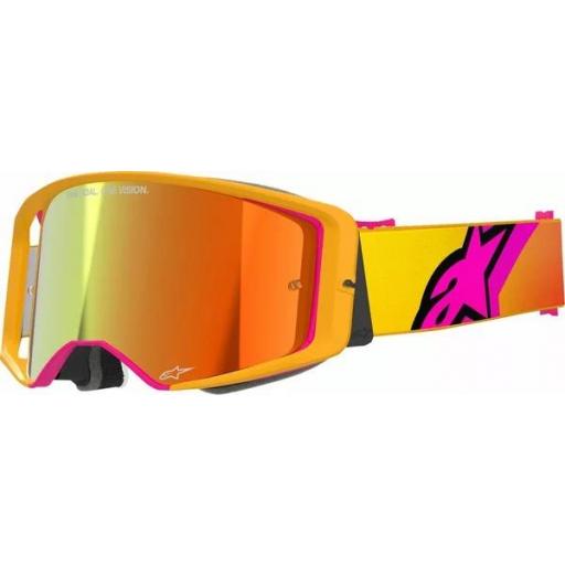 Gafas Alpinestars Supertech Corp Goggle Absolute Vision color  amarillo y rosa cristal rojo