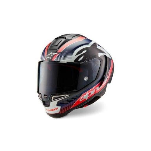 Casco Alpinestars Supertech R10 Solid Negro carbón / rojo fluor / azul (ECE22.06)