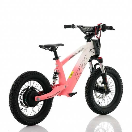 BICICLETA ELÉCTRICA SIN PEDALES ROAN RXF 16" rosa y blanco 350 W [2]