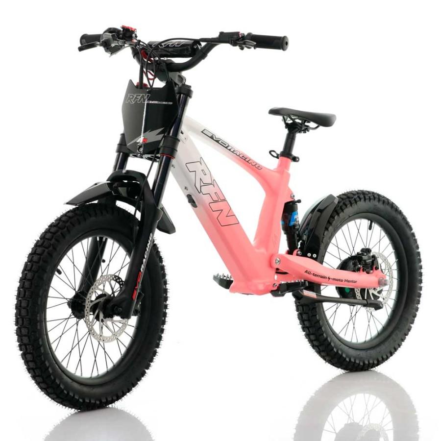Bicicleta electrica sin pedales RXF EVO 18" rosa y blanca