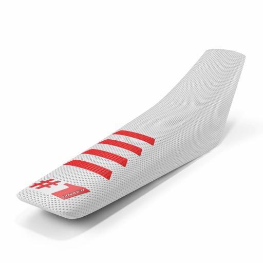 Funda de sillin One gripper Ribbed blanco y rojo [0]