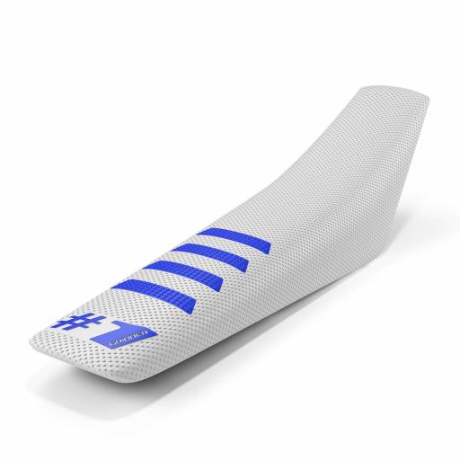 Funda de sillin One gripper Ribbed blanco y azul [0]