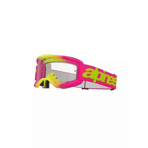 Alpinestars Vision 5 Wordmark rosa y amarillo lente transparente [0]