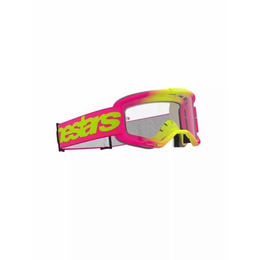 Alpinestars Vision 5 Wordmark rosa y amarillo lente transparente [1]