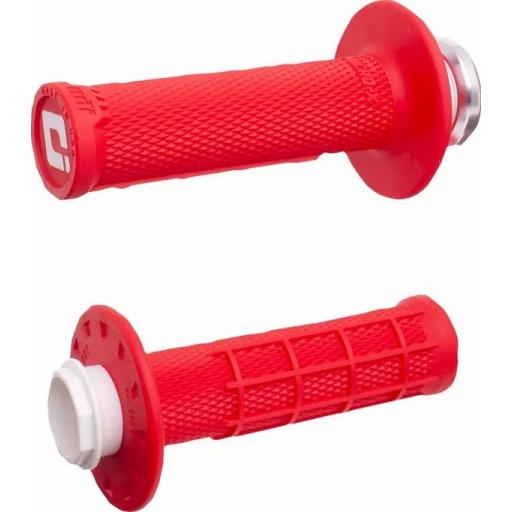 Puños ODI MICRO-X V2 LOCK-ON HALF-WAFFLE Rojo / PLATA