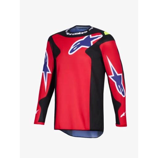 Camiseta Alpinestar Fluid Grid rojo, negro y púrpura