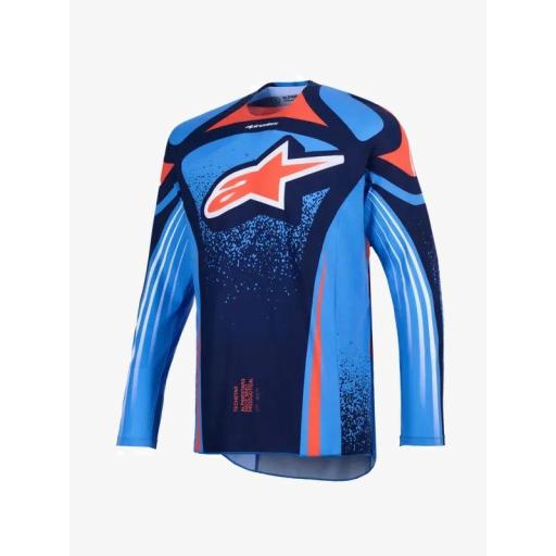 Camiseta Alpinestar Techstar Nomur azul marino, naranja y azul