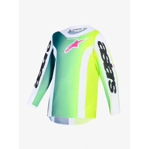 Camiseta infantil ALPINESTARS Fluid Portl verde, blanco y negro