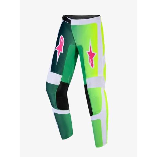 Pantalones infantiles Alpinestars Fluid Portl verde, blanco y negro
