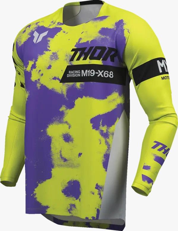 Camiseta infantil Thor Launchmode Bleach morado y amarillo fluor