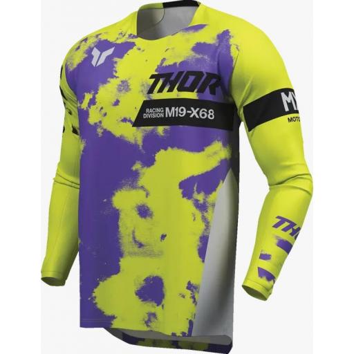 Camiseta infantil Thor Launchmode Bleach morado y amarillo fluor