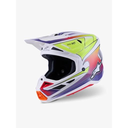 Casco Alpinestars M7 Fuse Blanco, amarillo y púrpura
