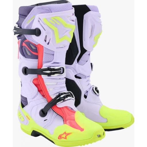 Alpinestars Tech 10 super vented Púrpura, amarillo y Rosa Diva