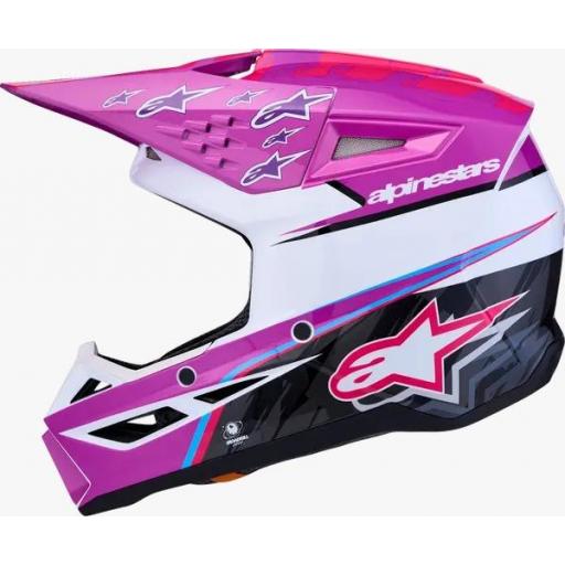 Casco Alpinestars SM3 Falcon infantil púrpura, blanco y rosa  [3]