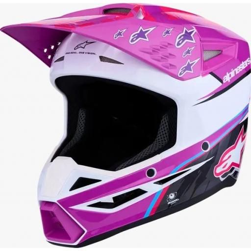 Casco Alpinestars SM3 Falcon infantil púrpura, blanco y rosa  [0]