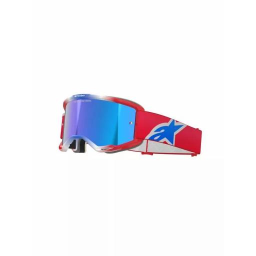 Gafas Alpinestars Vision 5 Corp color rojo blanco y azul cristal azul espejo 