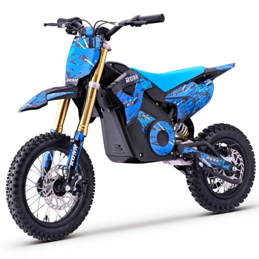 Moto de cross infantil RFN 1100W Roan 903 12"/10" color azul