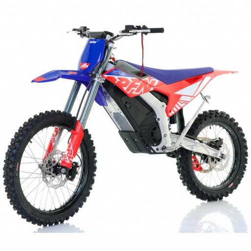 Pit bike eléctrica RFN WARRIOR SX-E15 8000W 74V 40AH 21/18" azul y roja