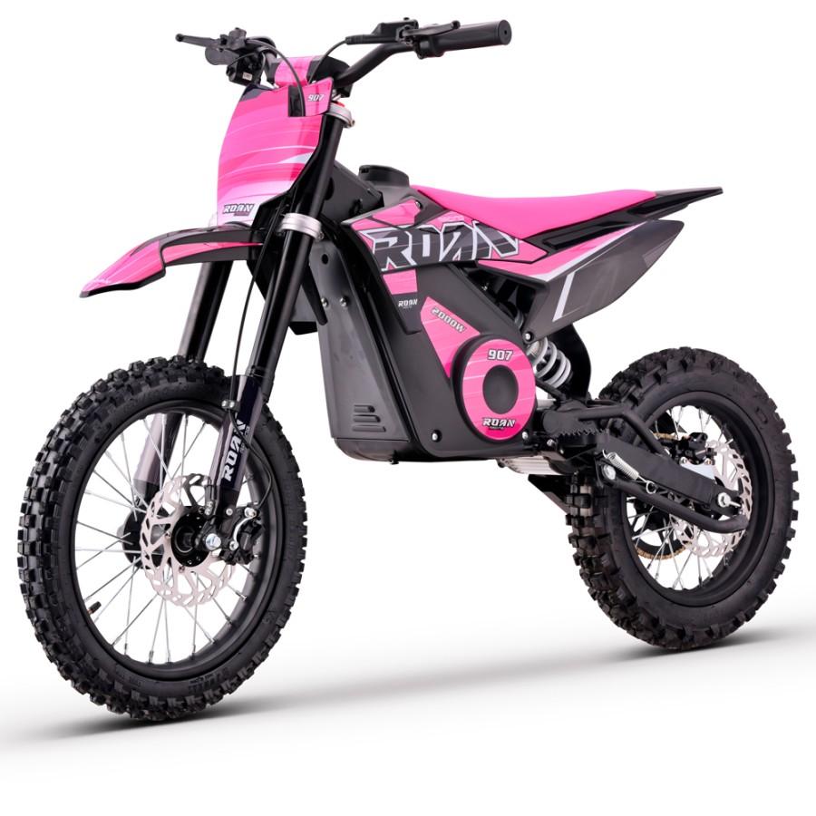 Pit bike eléctrica Roan 907 2000W 48V 13Ah Litio Brushless rosa
