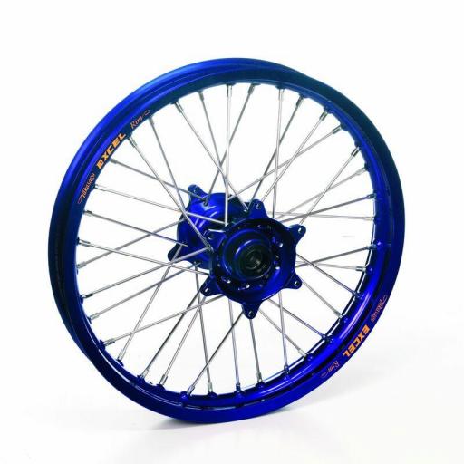 Rueda trasera completa HAAN WHEELS Tubeless buje azul, aro azul y radios plateados - 18x4,25x36T Yamaha Tenere 700 