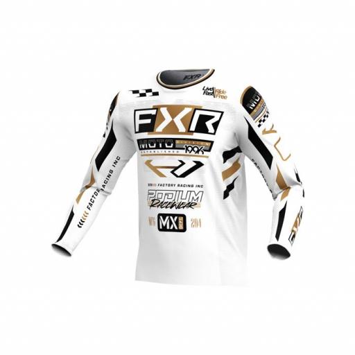 Camiseta FXR PODIUM GLADIATOR MX JERSEY 25 Blanco y oro