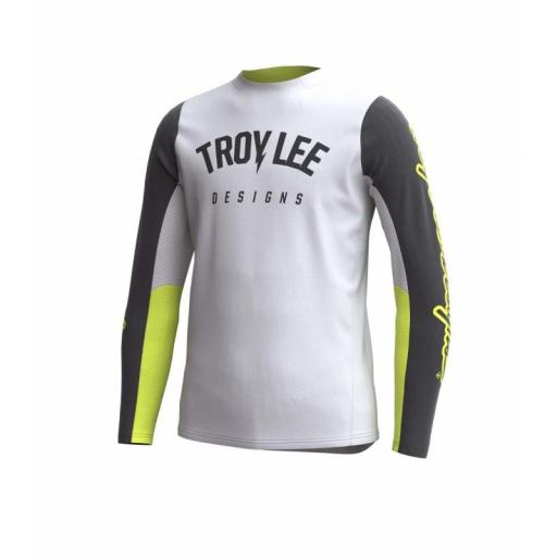 Camiseta Infantil Troy Lee GP PRO BOLTZ  color balnco y amarillo fuor [0]