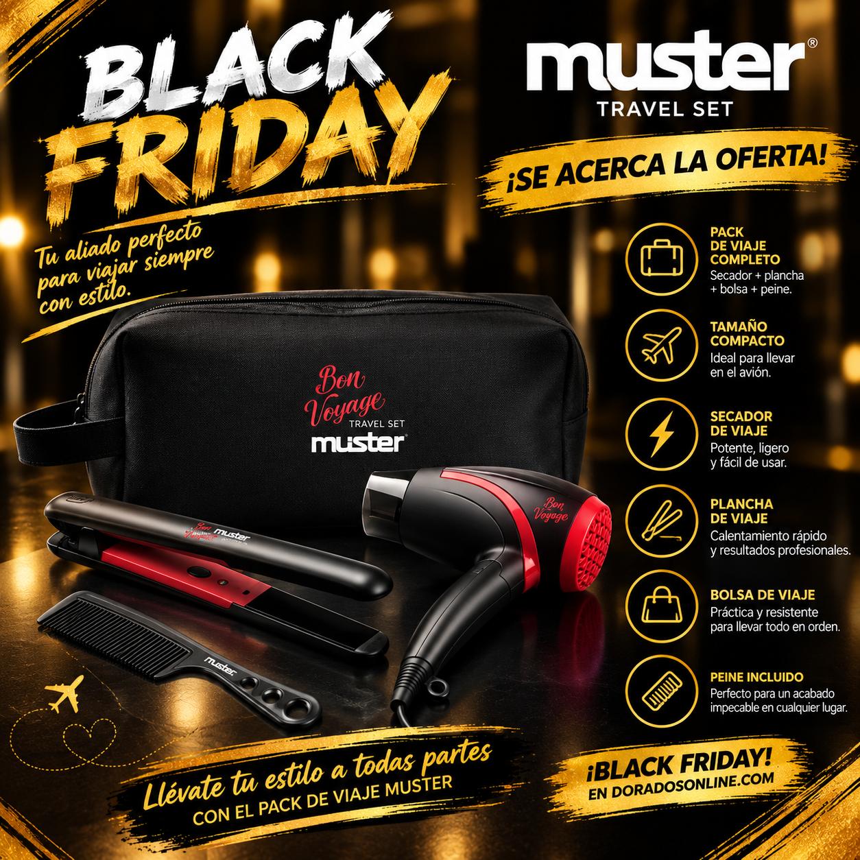 Pack Secador y Plancha viaje Muster