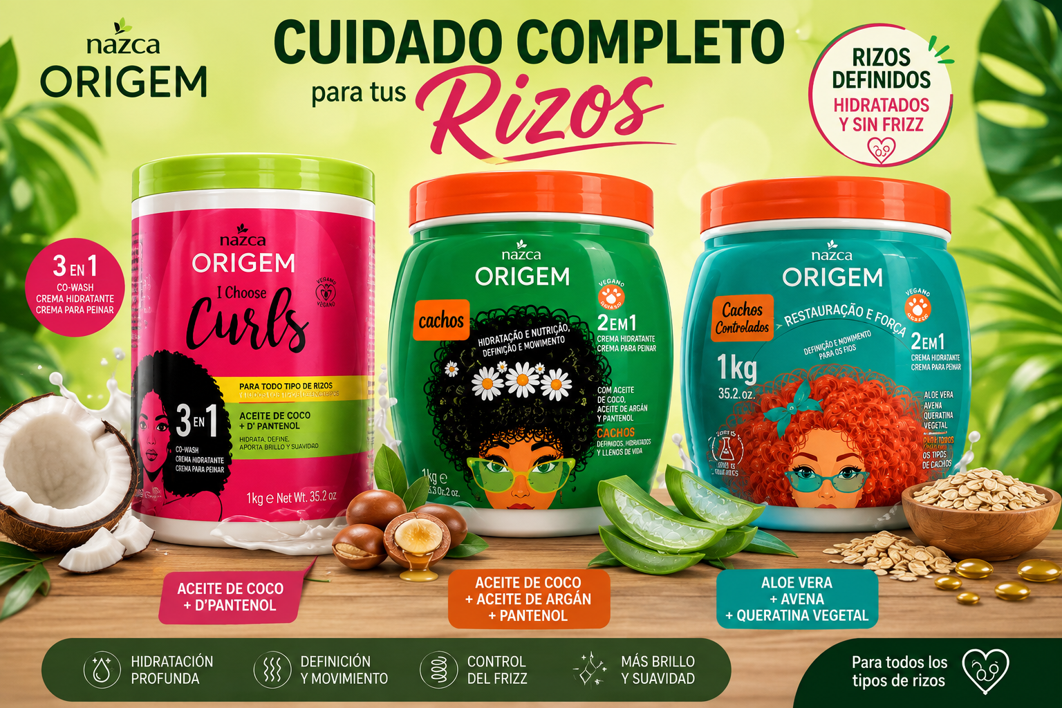 Rizos nutridos, brillantes y sin frizz