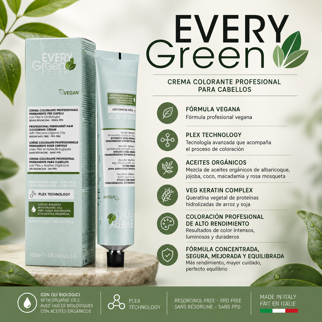 EveryGreen: el tinte profesional vegano que combina color, cuidado y tecnología Plex