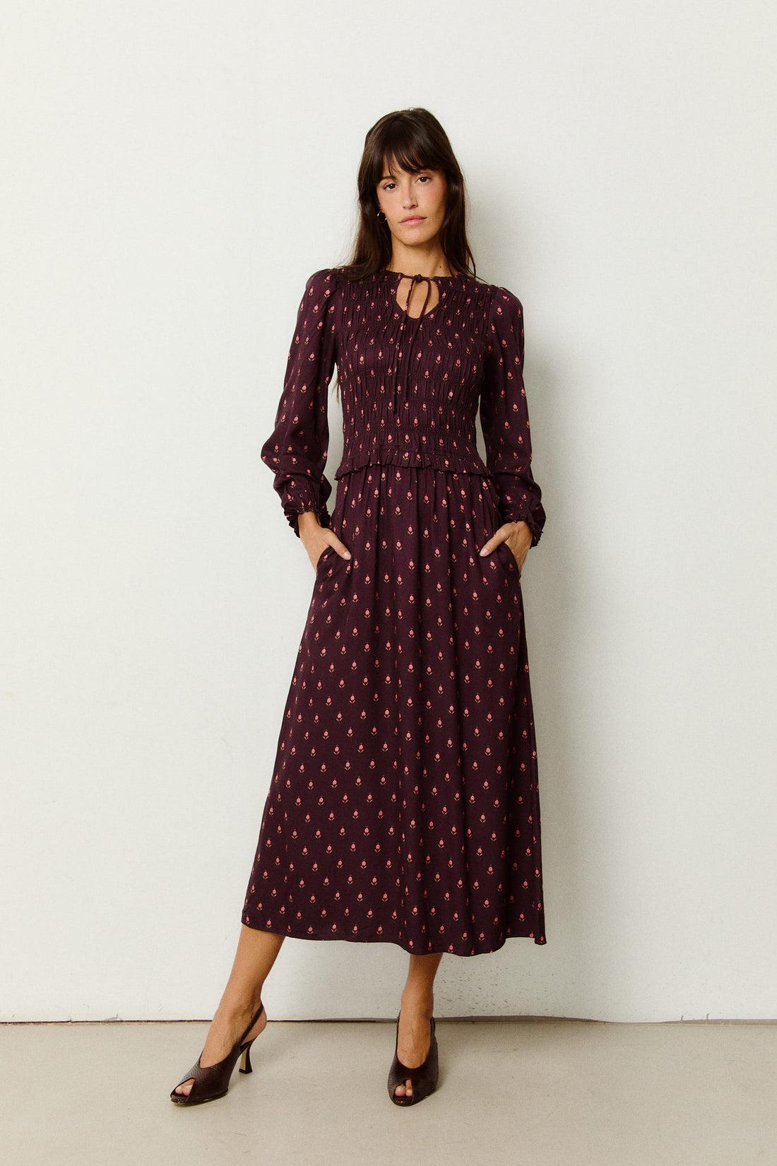 Vestido Castaño de Indias "Tulipán Berenjena"