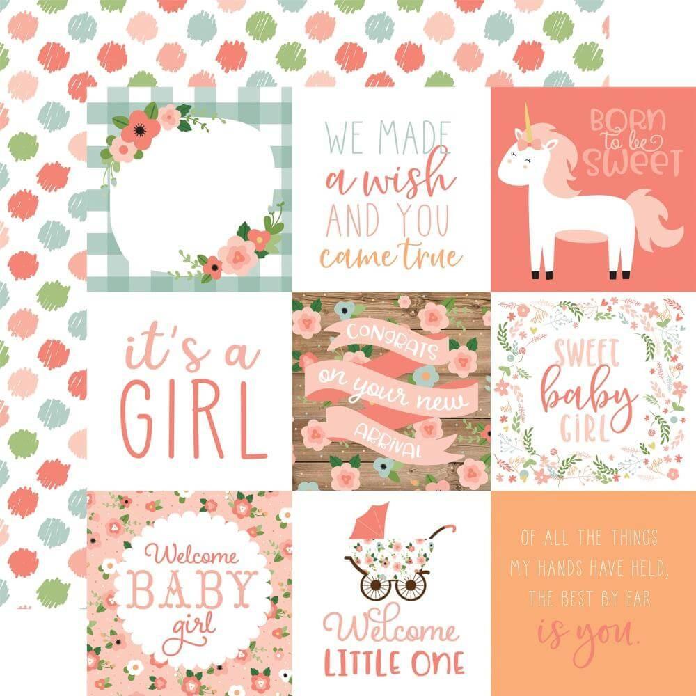 PAPEL 4 X 4 JOURNALING CARDS BABY GIRL ECHO PARK