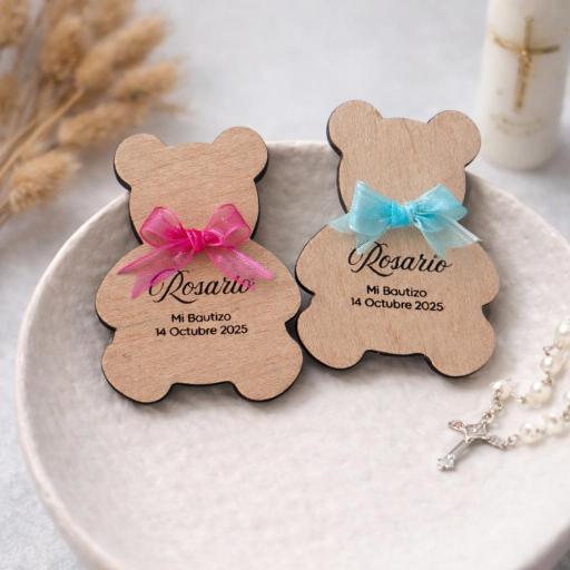 Osito De Madera Personalizado Para Bautizo