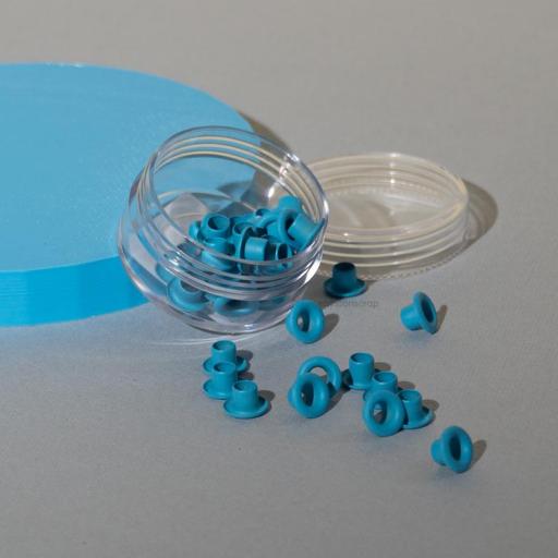 Caja Ojales Aluminio Color Azul Cyan Artis Decor