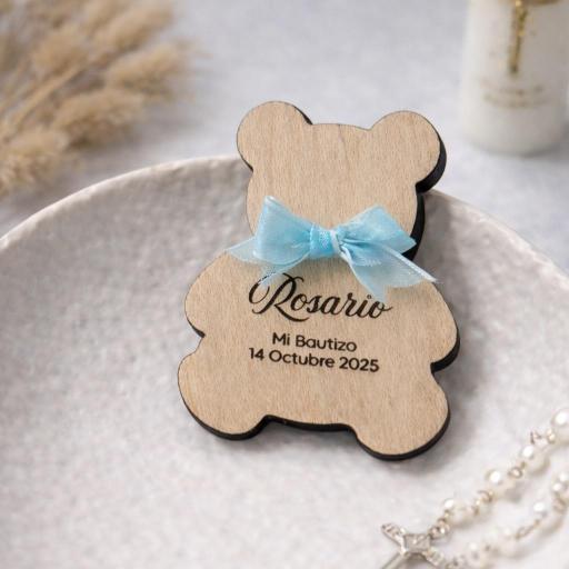 Osito De Madera Personalizado Para Bautizo [2]