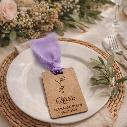 Marcasitios Rectangular Personalizado En Madera Con Cinta Gasa Deshilachada El Rincon Scrap [1]