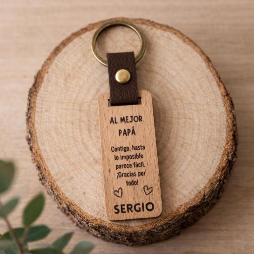 Llavero de Madera Personalizado para Papá 