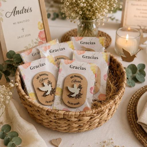 Imán de Bautizo Personalizado en Madera [2]