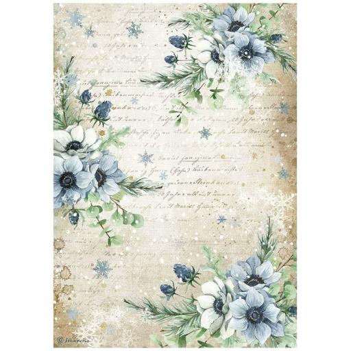 Papel de Arroz Flores Azules Romantic Cozy Winter Stamperia 