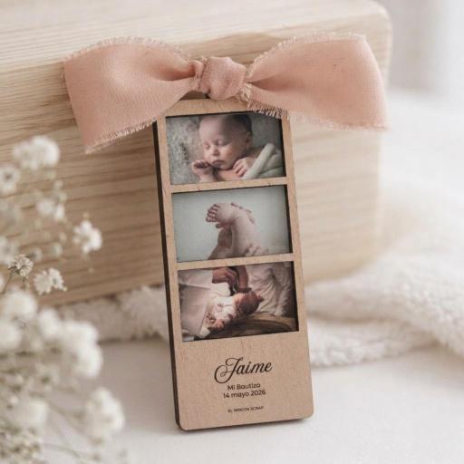 Marco de Madera Bautizo Estilo Fotomatón [1]