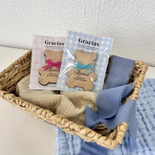 Osito De Madera Personalizado Para Bautizo [3]