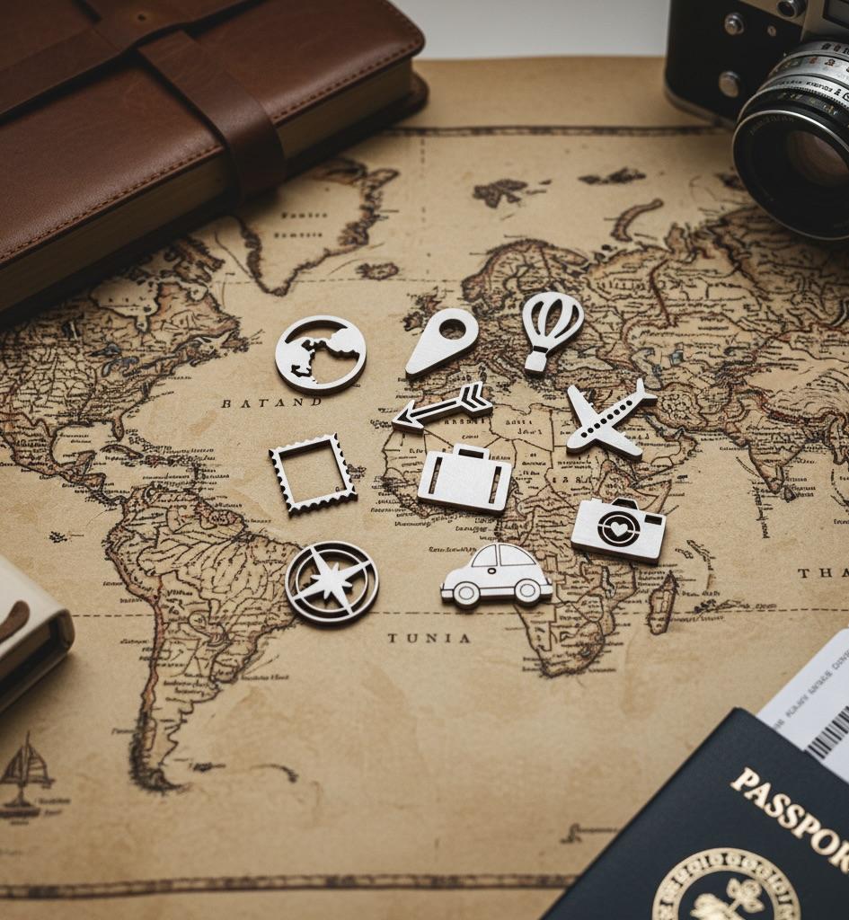 Set Chipboard Viajes El Rincon Scrap