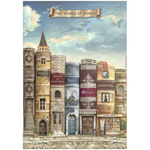 Papel De Arroz The World Of Book Vintage Library Stamperia [0]