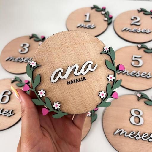 Tarjetas Cumple Mes Bebé Personalizado En Madera El Rincon Scrap [1]