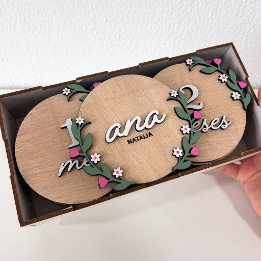 Tarjetas Cumple Mes Bebé Personalizado En Madera El Rincon Scrap [2]