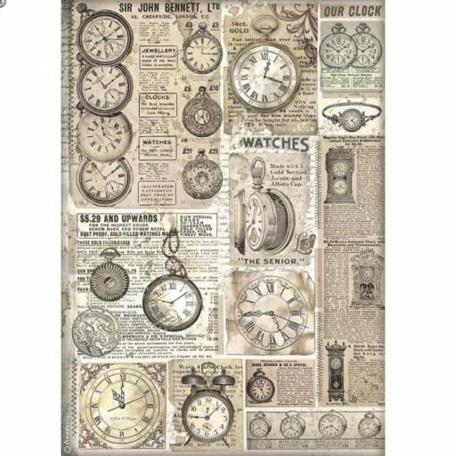 Papel De Arroz Relojes Brocante Antiques  Stamperia