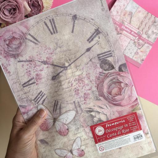 Papel De Arroz Reloj Shabby Rose Stamperia [0]