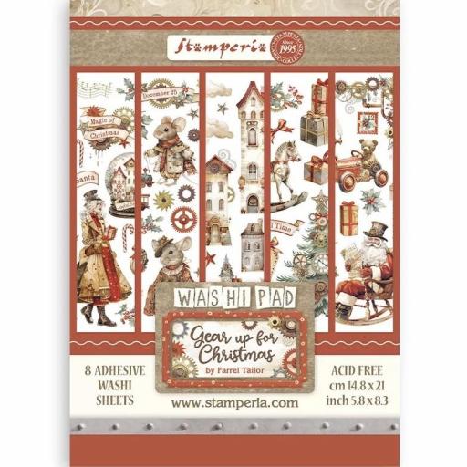 Washi Pad 8 Hojas Romantic Gear Up For Christmas Stamperia